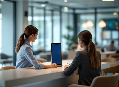 сенсорный тебл тент для клиентов в банке