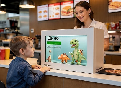 сенсорный тебл тент для клиентов в банке