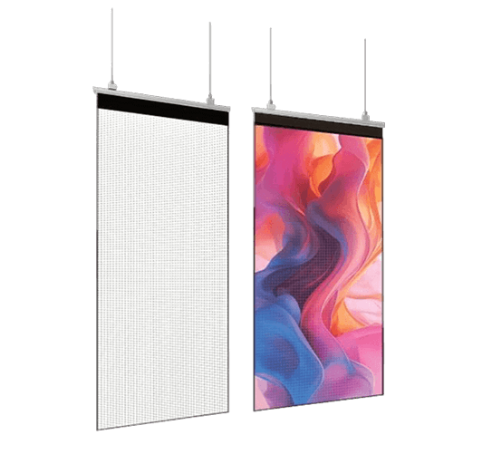 прозрачный подвесной LED постер экран