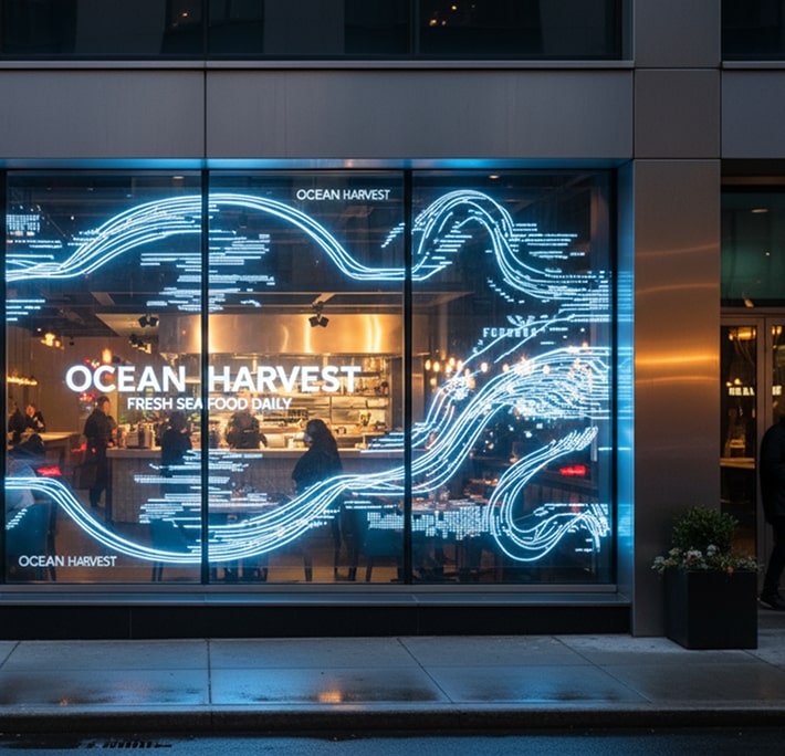 Пленка-экран на окно ресторана