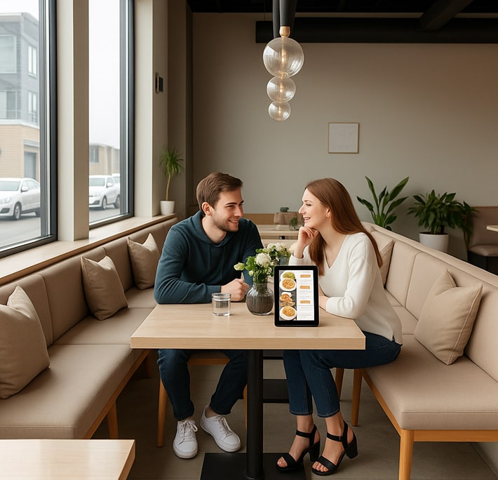 меню на планшете в ресторане