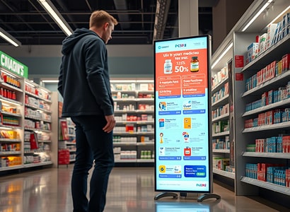 вертикальный экран в магазине