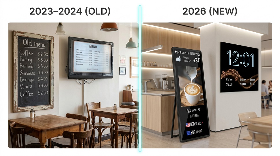 Сравнение цифровых дисплеев 2025 и 2026 года — переход на коммерческие LCD-панели