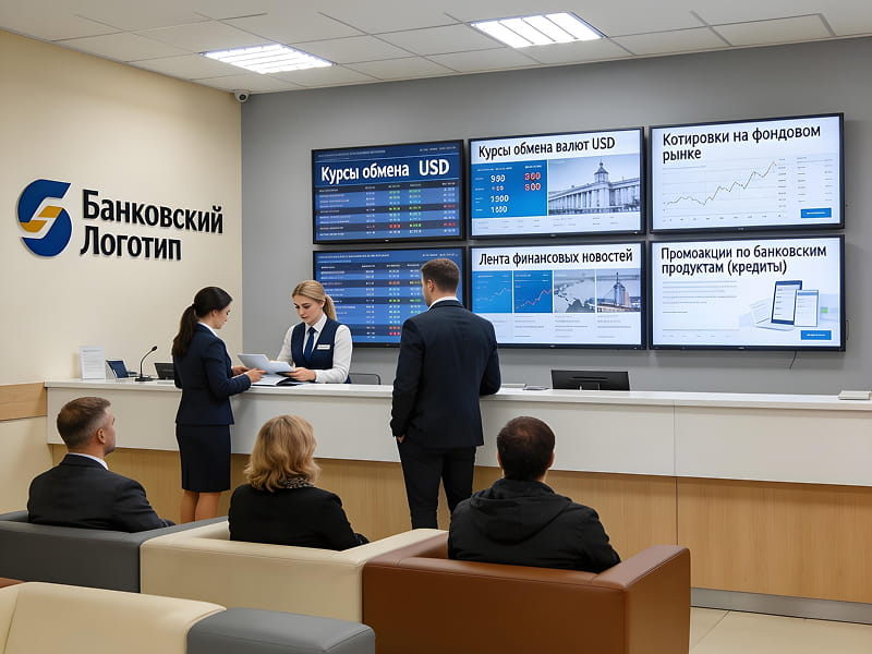 Видеостена в банковском холле